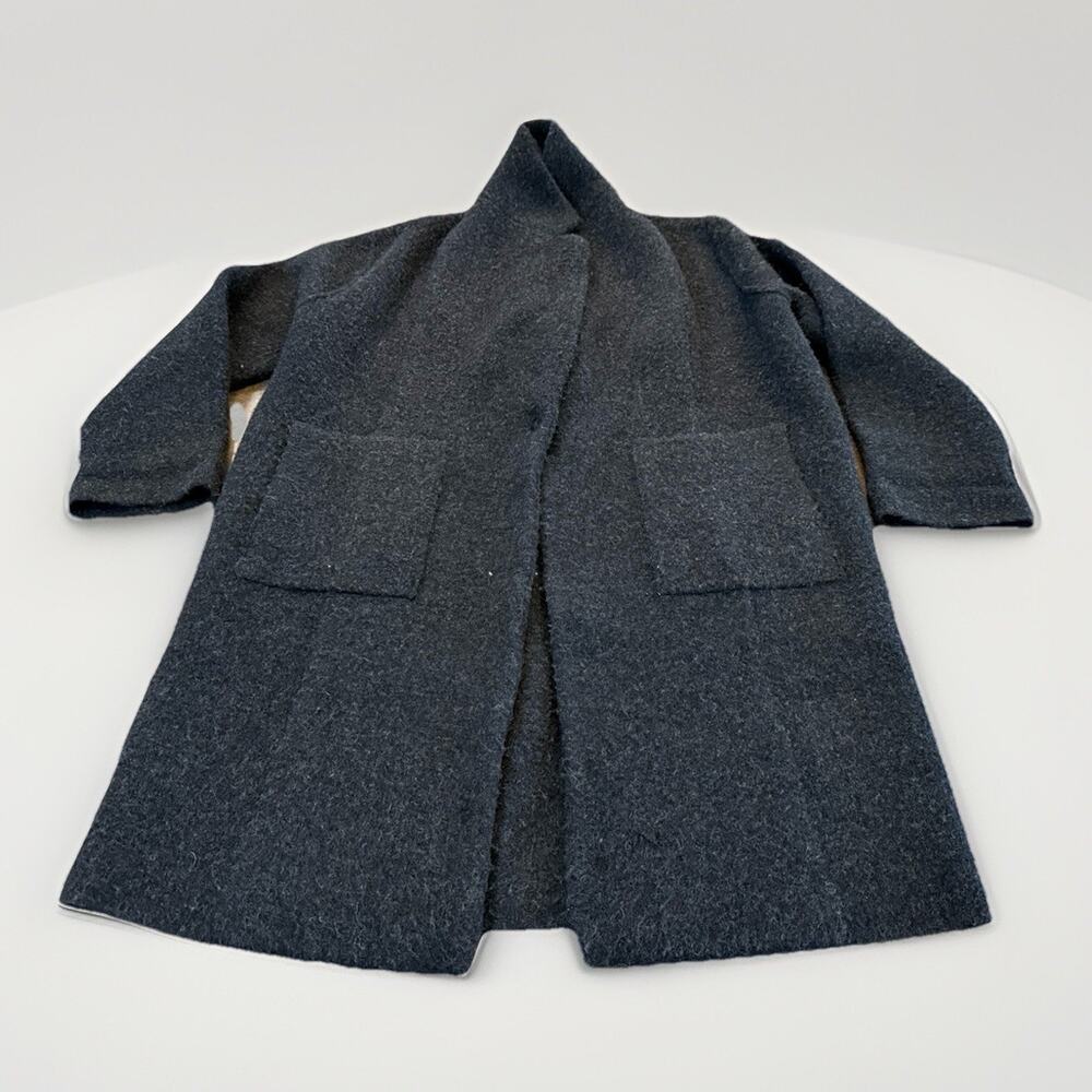 Vince Womens Black Long Brushed Wool Alpaca One Button Jacket Overcoat M $695
